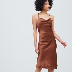 Grade & Gather Satin Midi Dress, Copper/Rust, Small